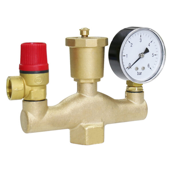 BW-R50 brass heating boiler safety valve with pressure gauge (2)