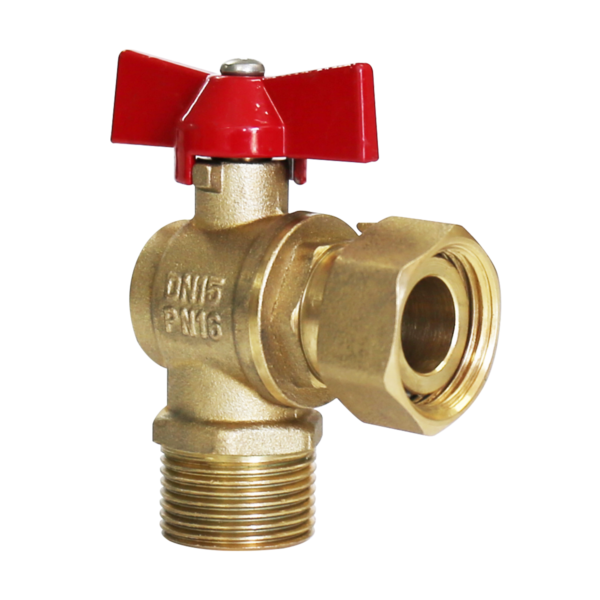 BW B80 Brass Angle Ball Valve With Red Butterfly Handle (2)