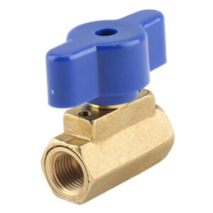 BW B116 Natural Brass Mini Ball Valve With Blue Handle (2)