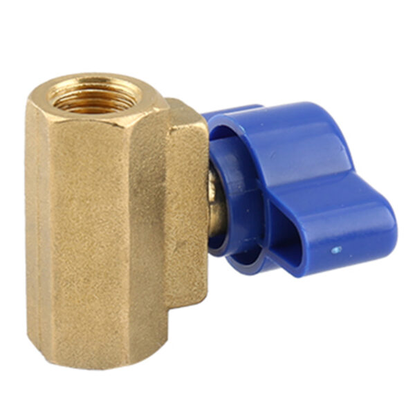 BW B116 Natural Brass Mini Ball Valve With Blue Handle (3)