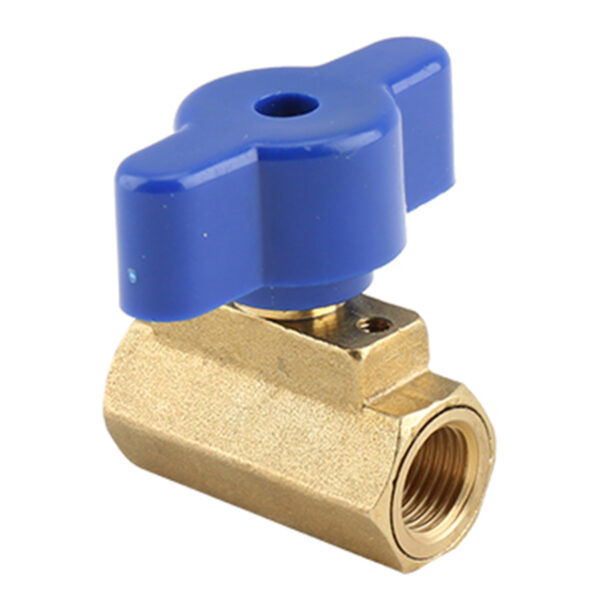 BW B116 Natural Brass Mini Ball Valve With Blue Handle (4)