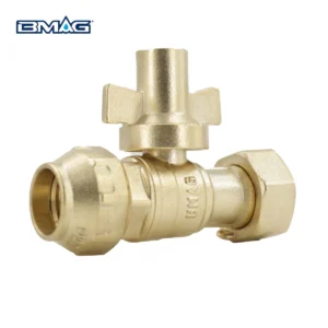 BW L01A T Brass Straight Lockable Valve With Brass T Handle Swivel Nut And PE End (5)