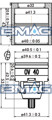 Plastic Backflow Preventor OV40 1-1/2" OV40 Dimension drawing